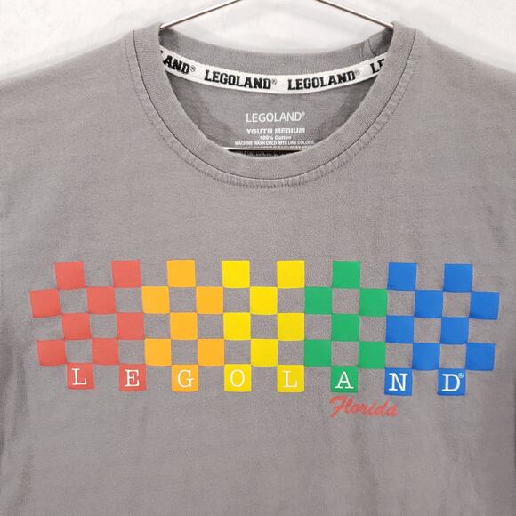 Legoland T Shirt Youth Medium Gray Florida Colorful Geometric Print Crew Neck - Picture 2 of 5